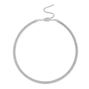14K White Gold Flexible Diamond Choker Necklace