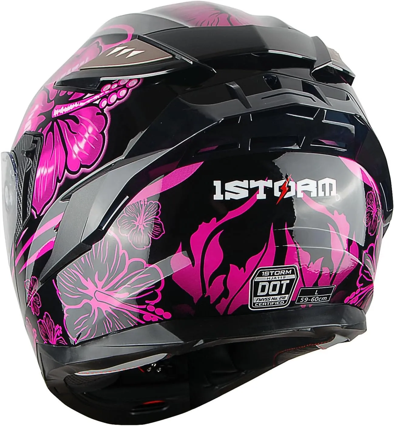 1Storm Motorcycle Modular Full Face Helmet DOT Adults Street Bike Flip up Dual Visor Sun Inner Shield Anti Fog Pinlock Ready Shield: Flower Purple