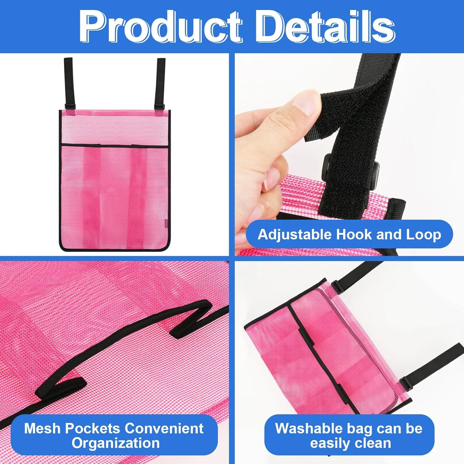 2-Piece Trampoline Shoe Bag - Mesh Storage with 2 Hook & Loop Straps - Indoor Fitness Shoe Organizer