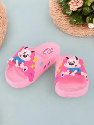 Adorable Puppy Print Slide for Girls- Pink