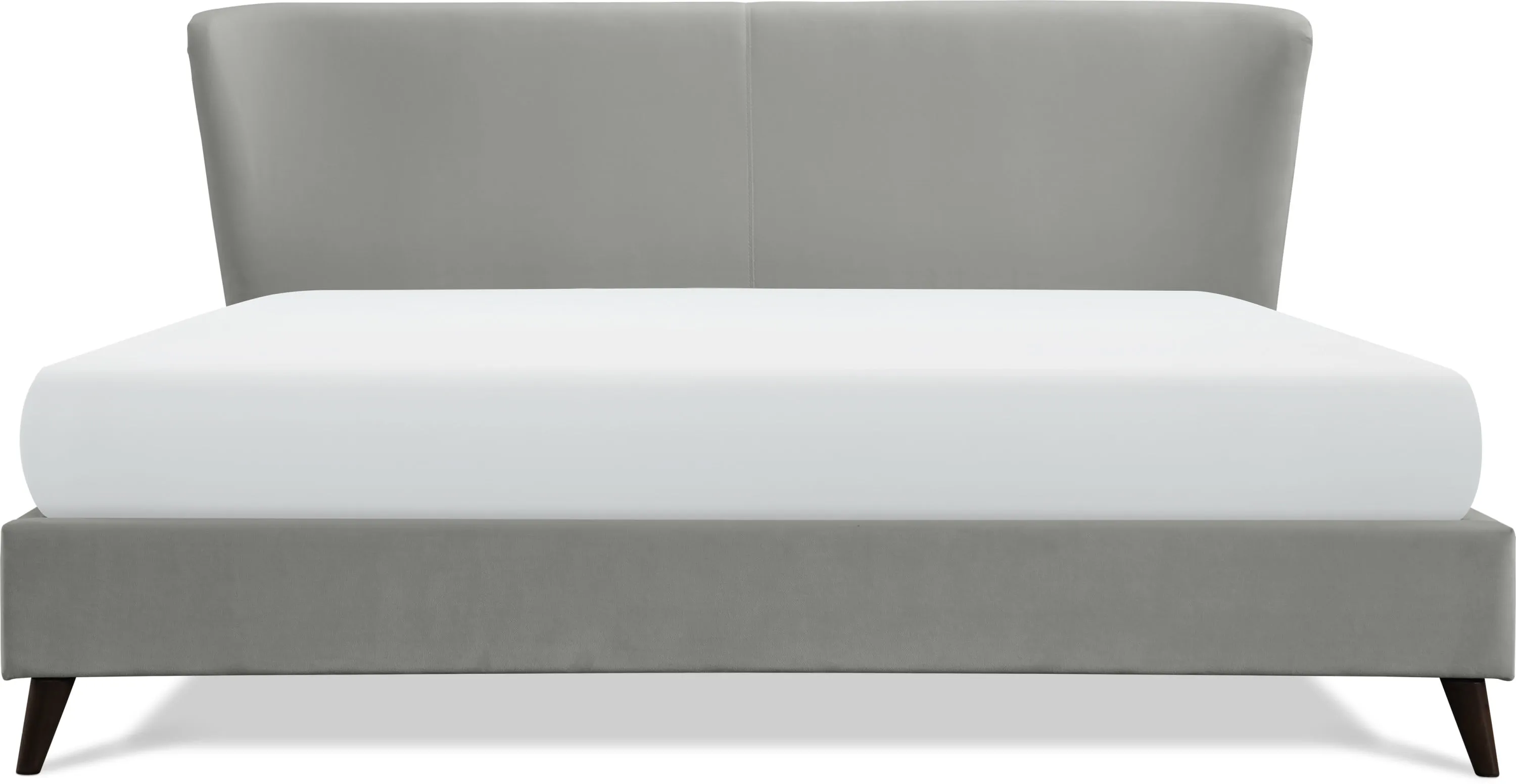Adore Decor Adele Velvet Upholstered King Size Bed Frame with Winged Headboard, Gray