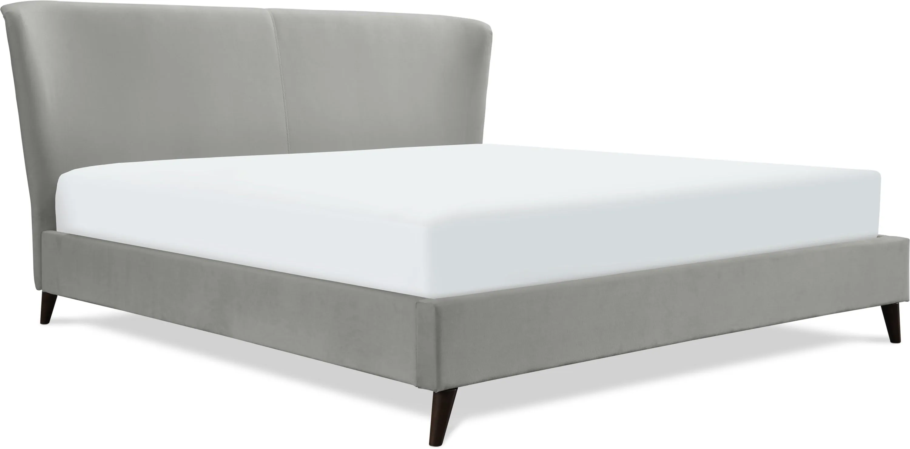 Adore Decor Adele Velvet Upholstered King Size Bed Frame with Winged Headboard, Gray
