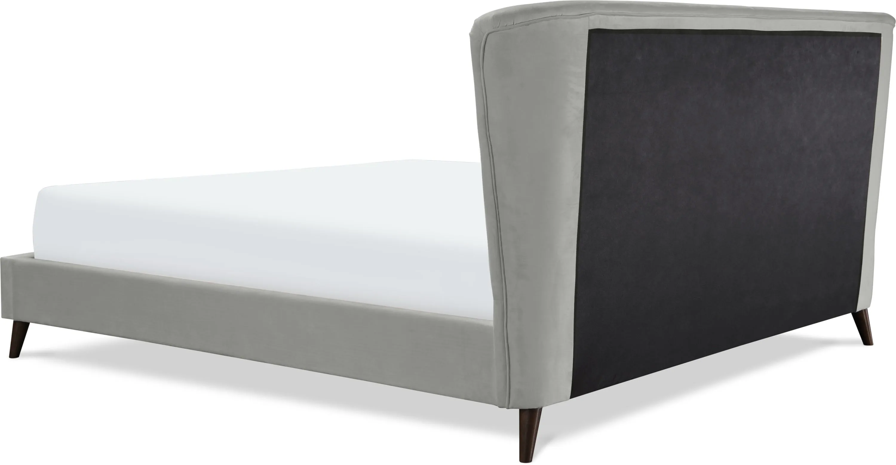 Adore Decor Adele Velvet Upholstered King Size Bed Frame with Winged Headboard, Gray