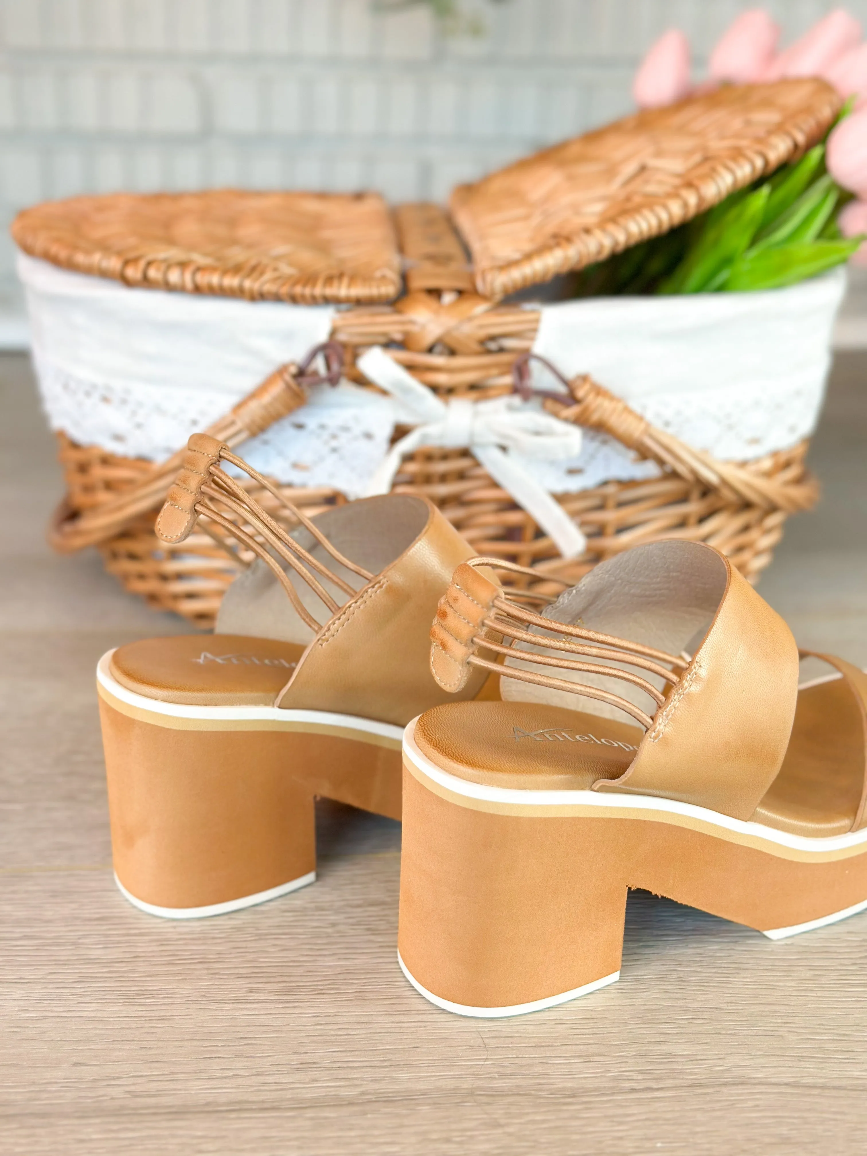 Antelope Jax Taupe Leather Block Wedge