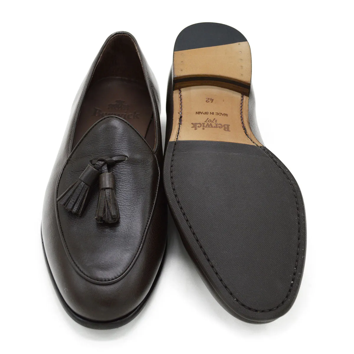 Berwick 1707 Tassel Belgian Loafer (4951) Dark Brown Deerskin