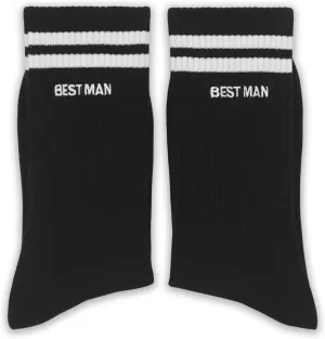 Best Man Embroidered Socks - Funny Wedding Crew Socks for Groomsmen - Bachelor Party Favors & Bridal Party Gifts. (201)