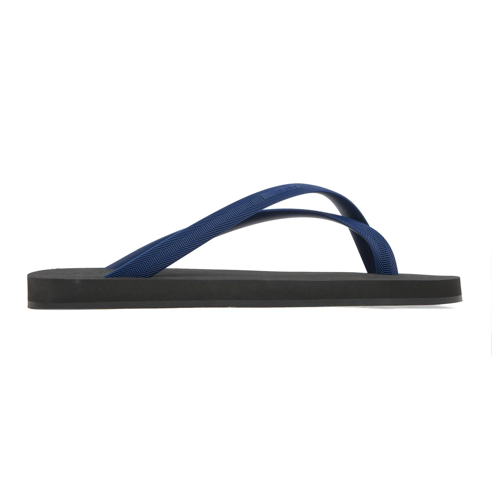 BICOLORED CROSS TOE FLIP-FLOP, BLACK WITH INDIGO