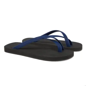 BICOLORED CROSS TOE FLIP-FLOP, BLACK WITH INDIGO