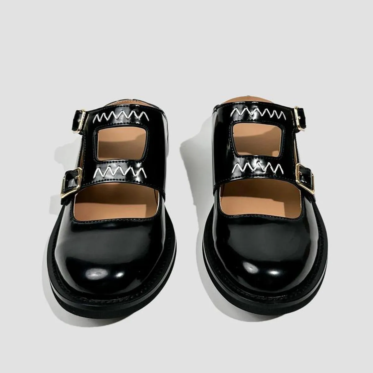 Black Double Strap Mule Loafers