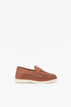 Boys Tan Woven Loafer