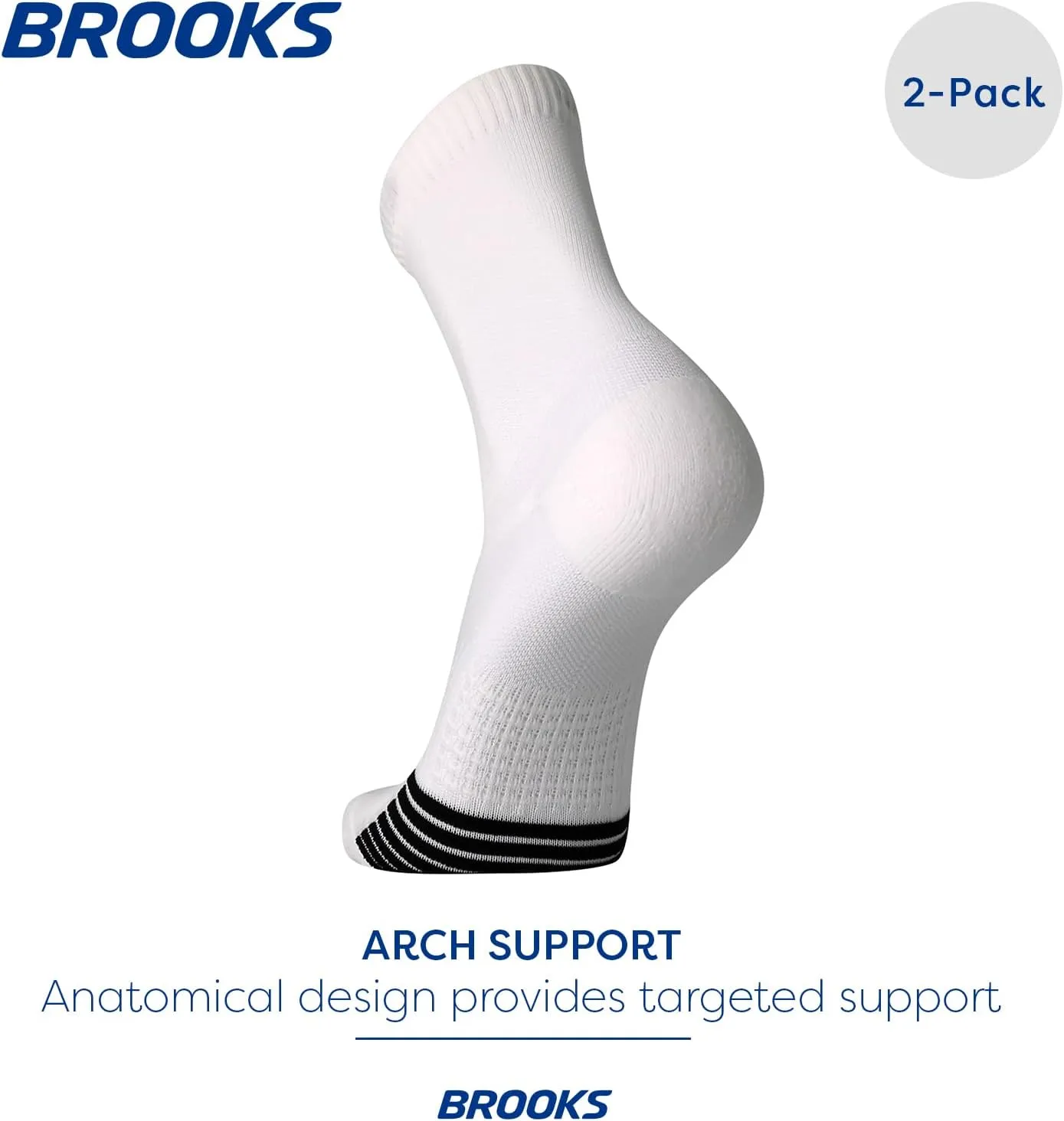 Brooks Ghost Lite Crew Socks I Performance Running, Comfort Fit with Arch Support for Men & Women (2-Pack Set)