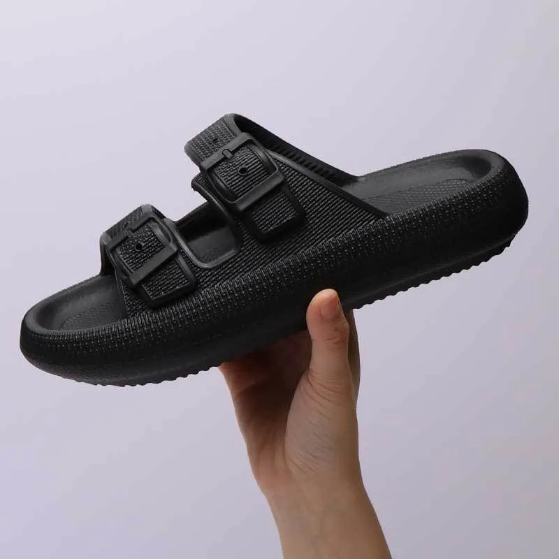 Buckle Platform Slippers