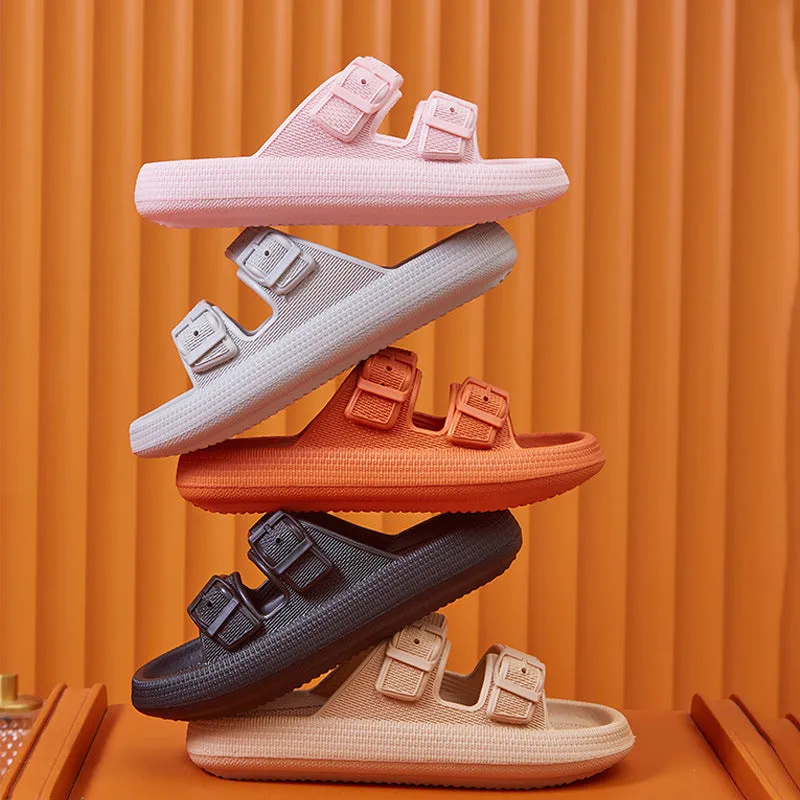 Buckle Platform Slippers