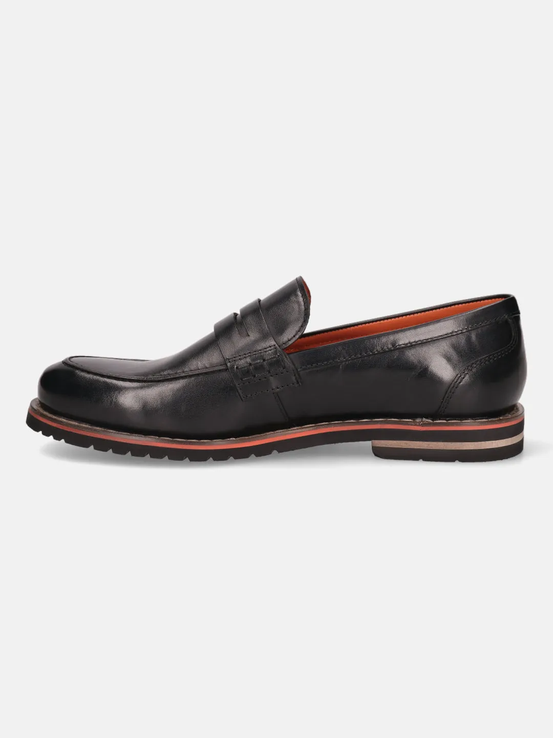 bugatti Black Premium Leather Loafers