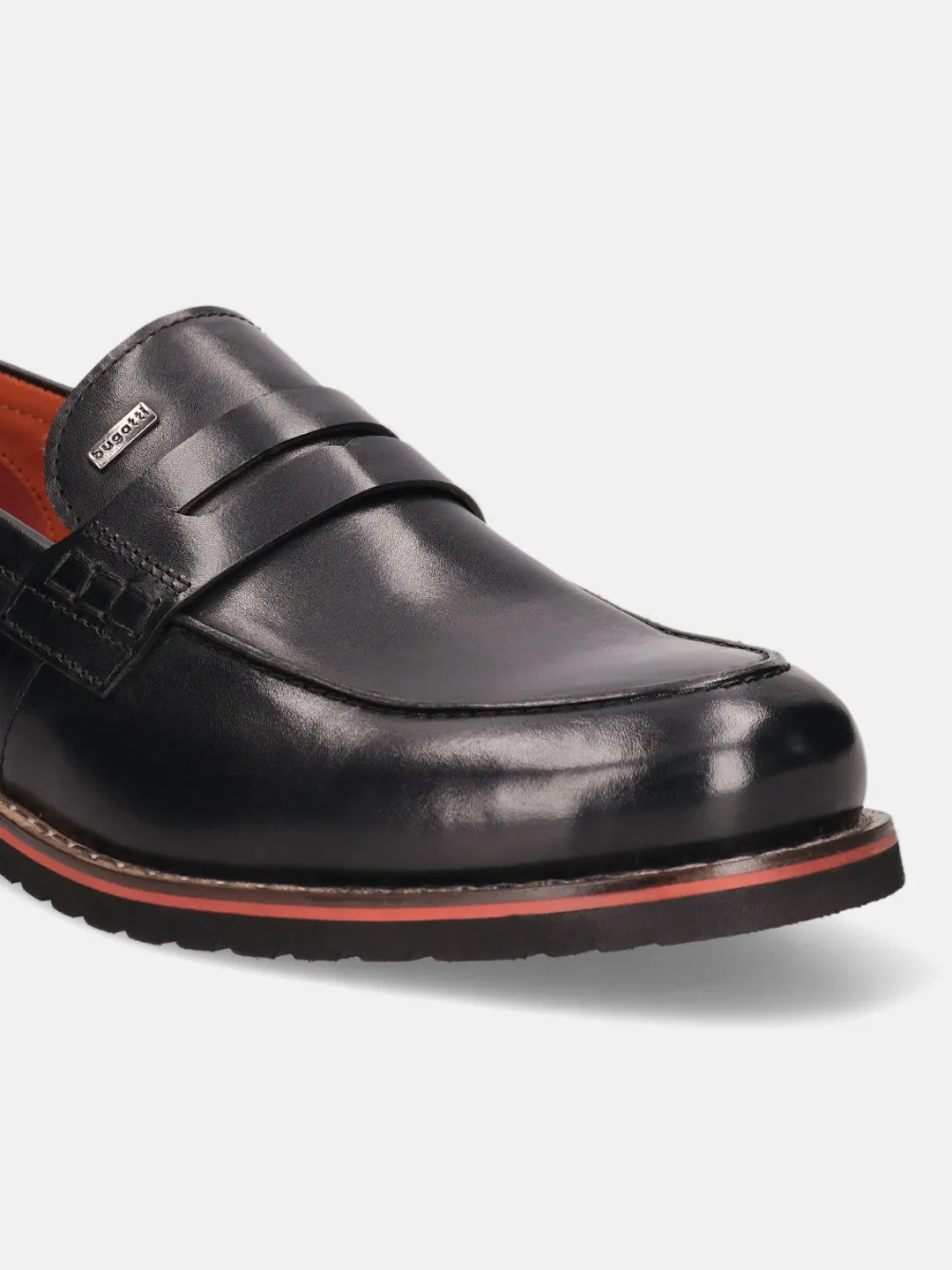 bugatti Black Premium Leather Loafers