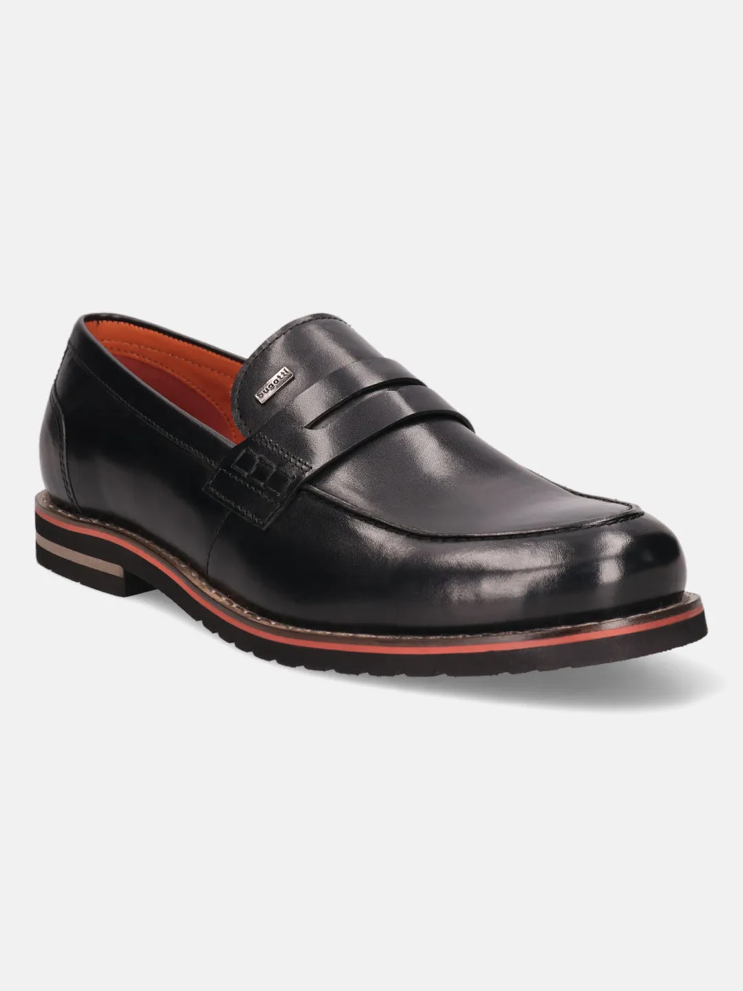 bugatti Black Premium Leather Loafers
