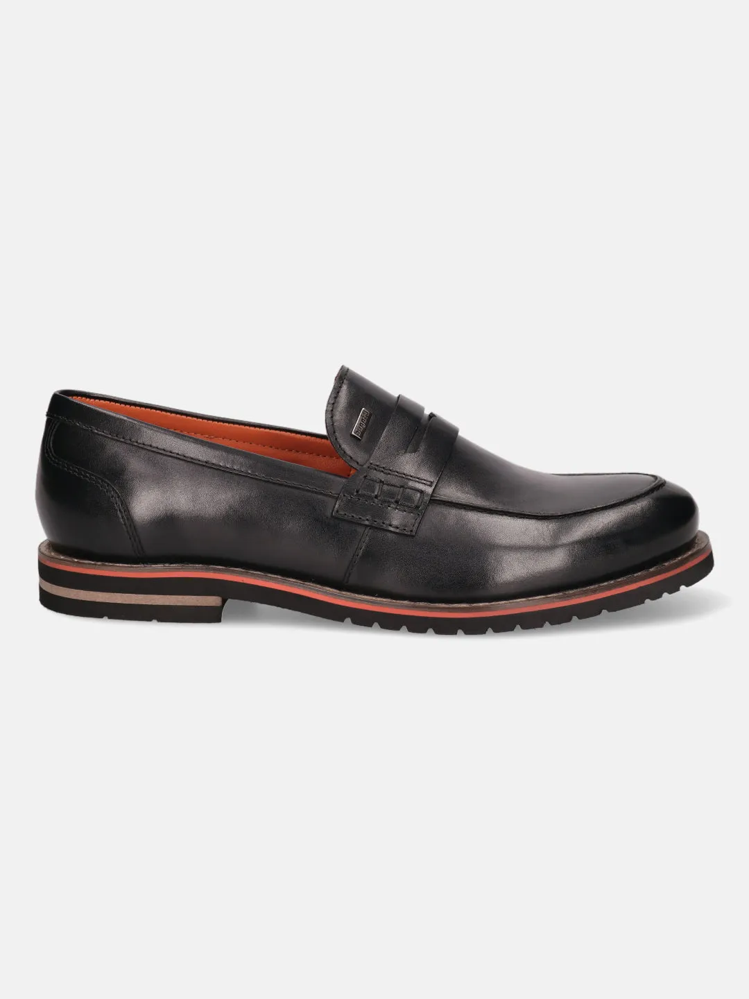 bugatti Black Premium Leather Loafers