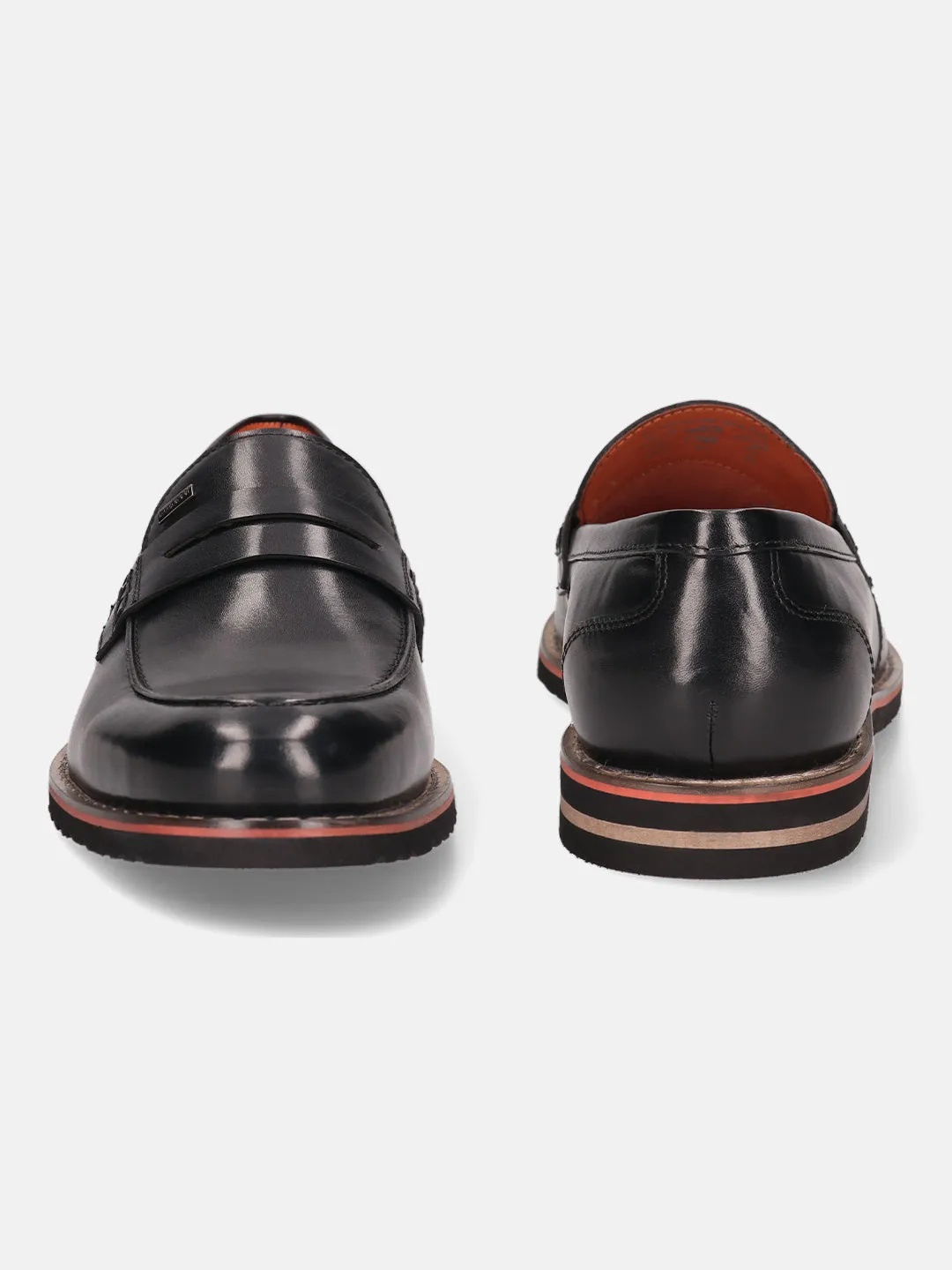 bugatti Black Premium Leather Loafers