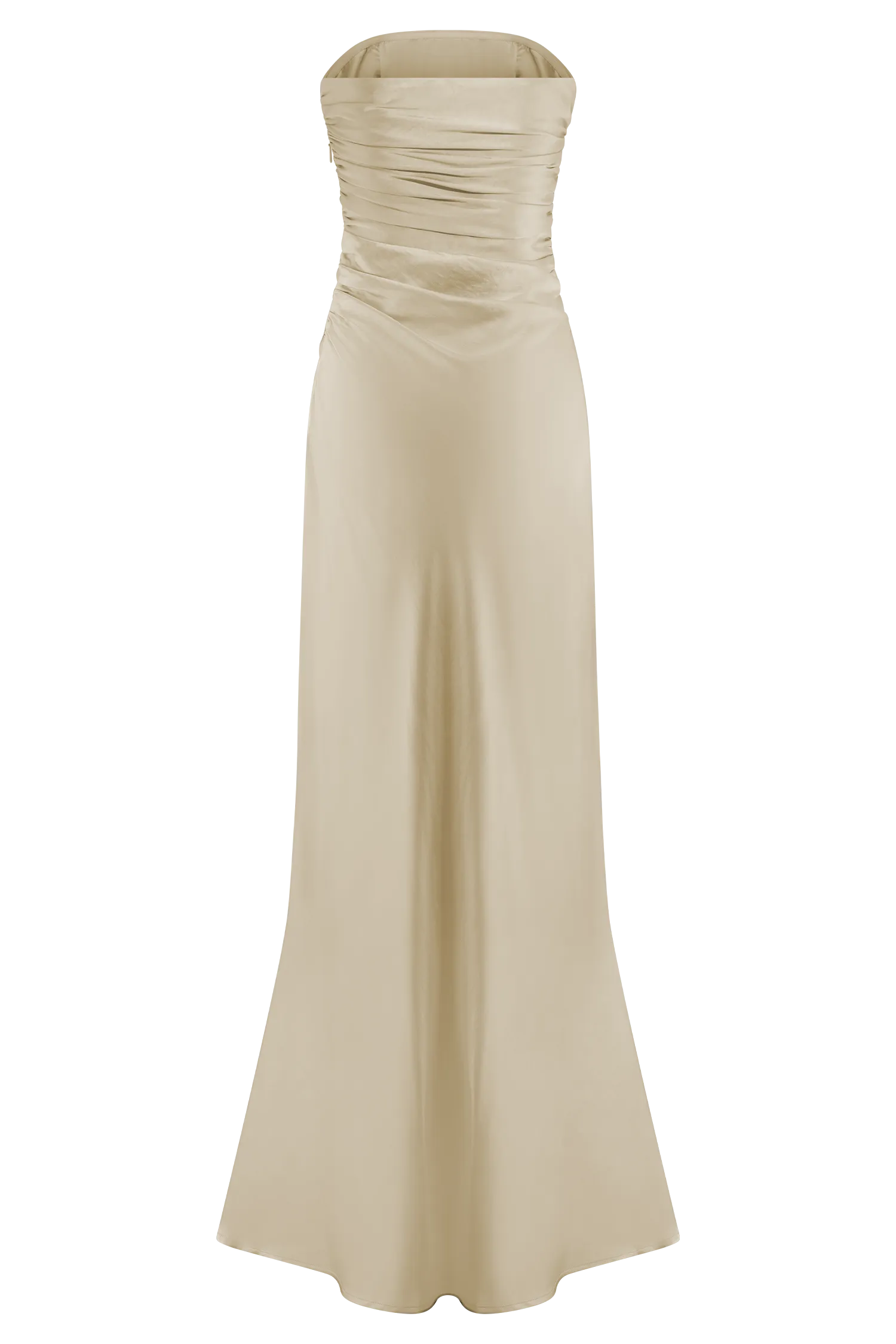 Cedar Strapless Satin Maxi Dress - Blush Gold