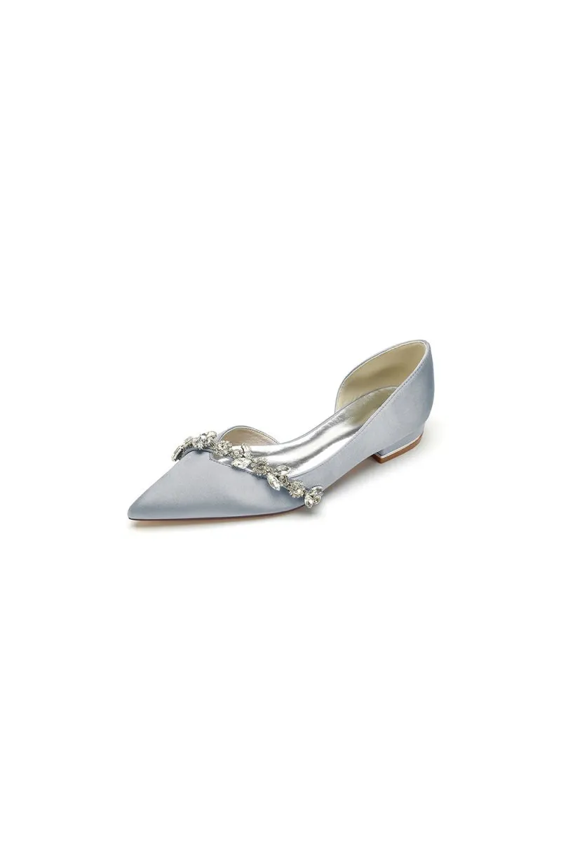 Chic Rhinestone Pointed Toe Kitten Heels