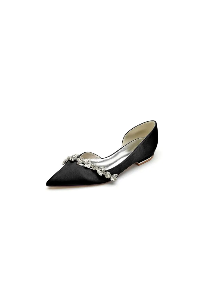 Chic Rhinestone Pointed Toe Kitten Heels