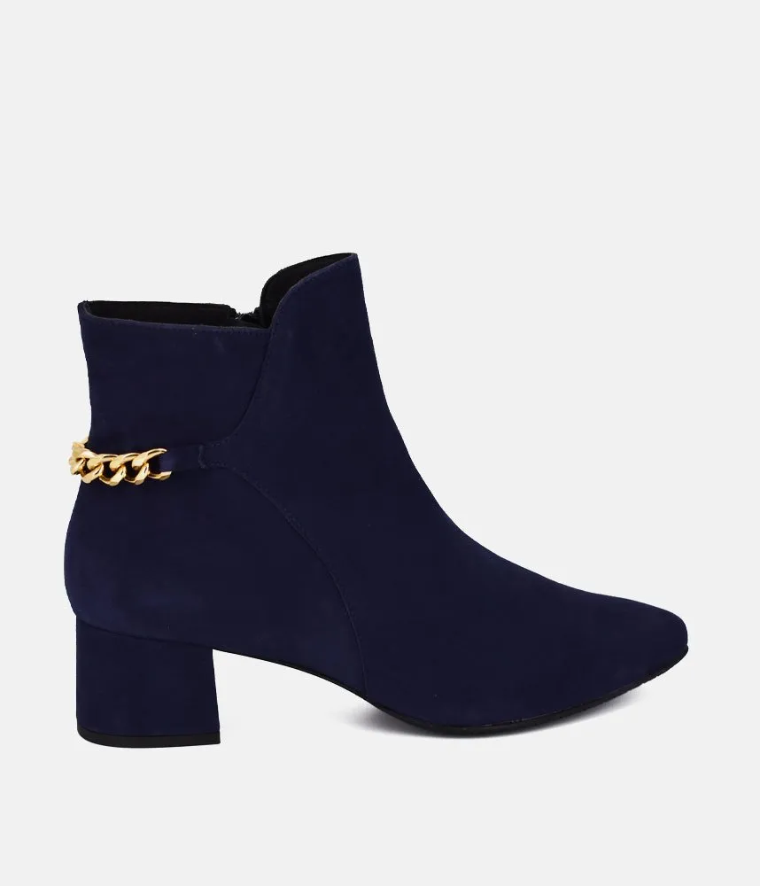 Cinderella Shoes Chic Navy Suede Ankle Boots