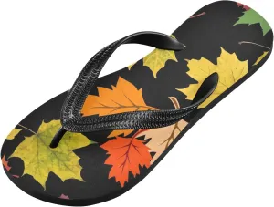 Coloful Maple Leaf Comfortable Non-Slip Flip Flop Sandals Beach Flip Flops Shower Slippers for Woman and Man-L