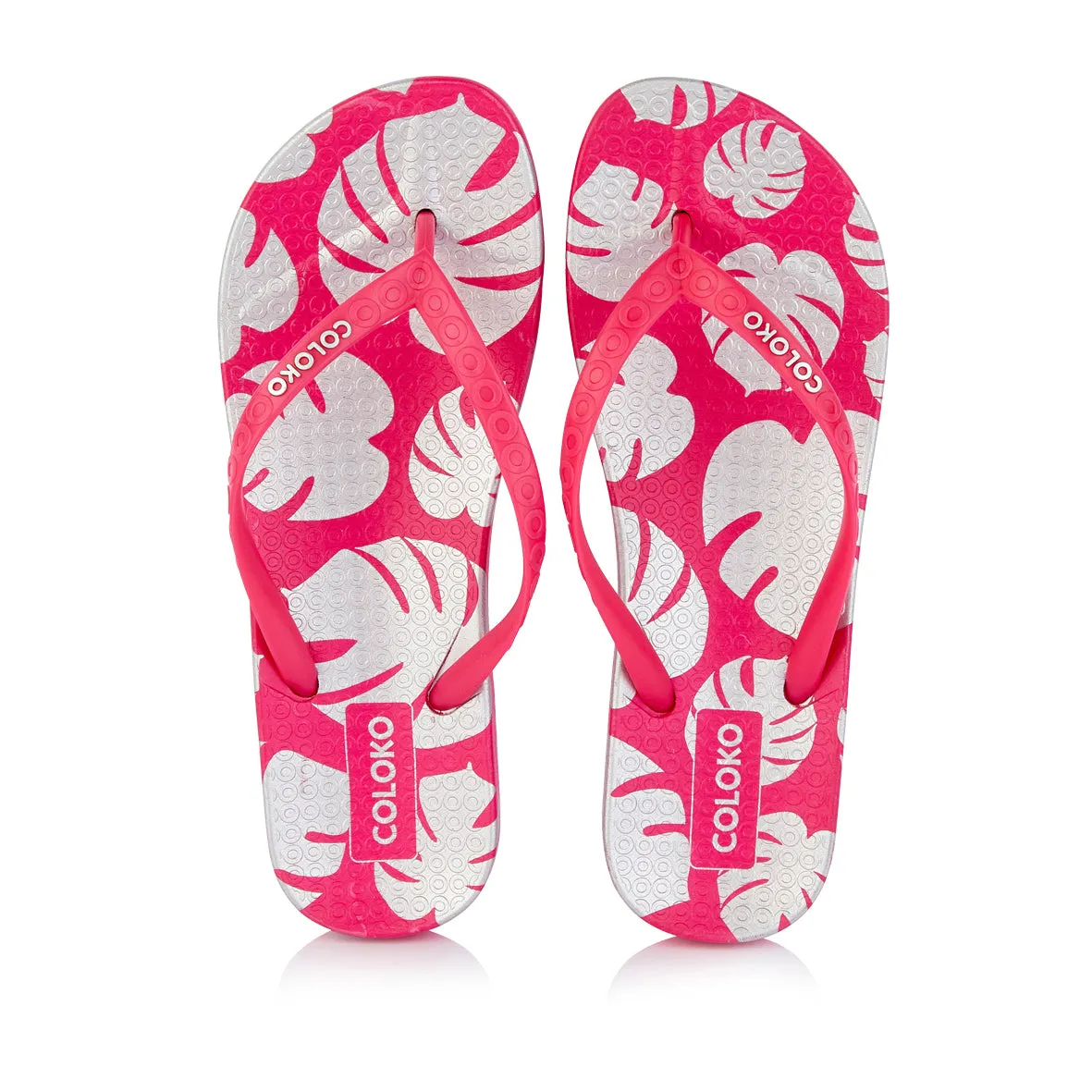 Coloko Ixora Leaf Print Anatomic Flip Flops Sandals