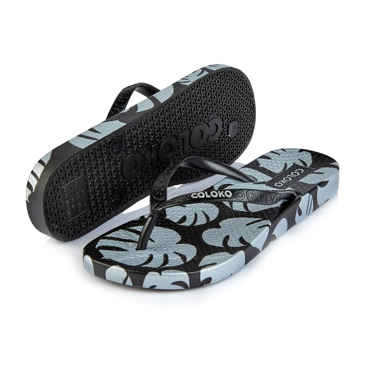Coloko Ixora Leaf Print Anatomic Flip Flops Sandals