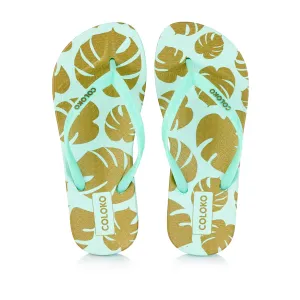 Coloko Ixora Leaf Print Anatomic Flip Flops Sandals