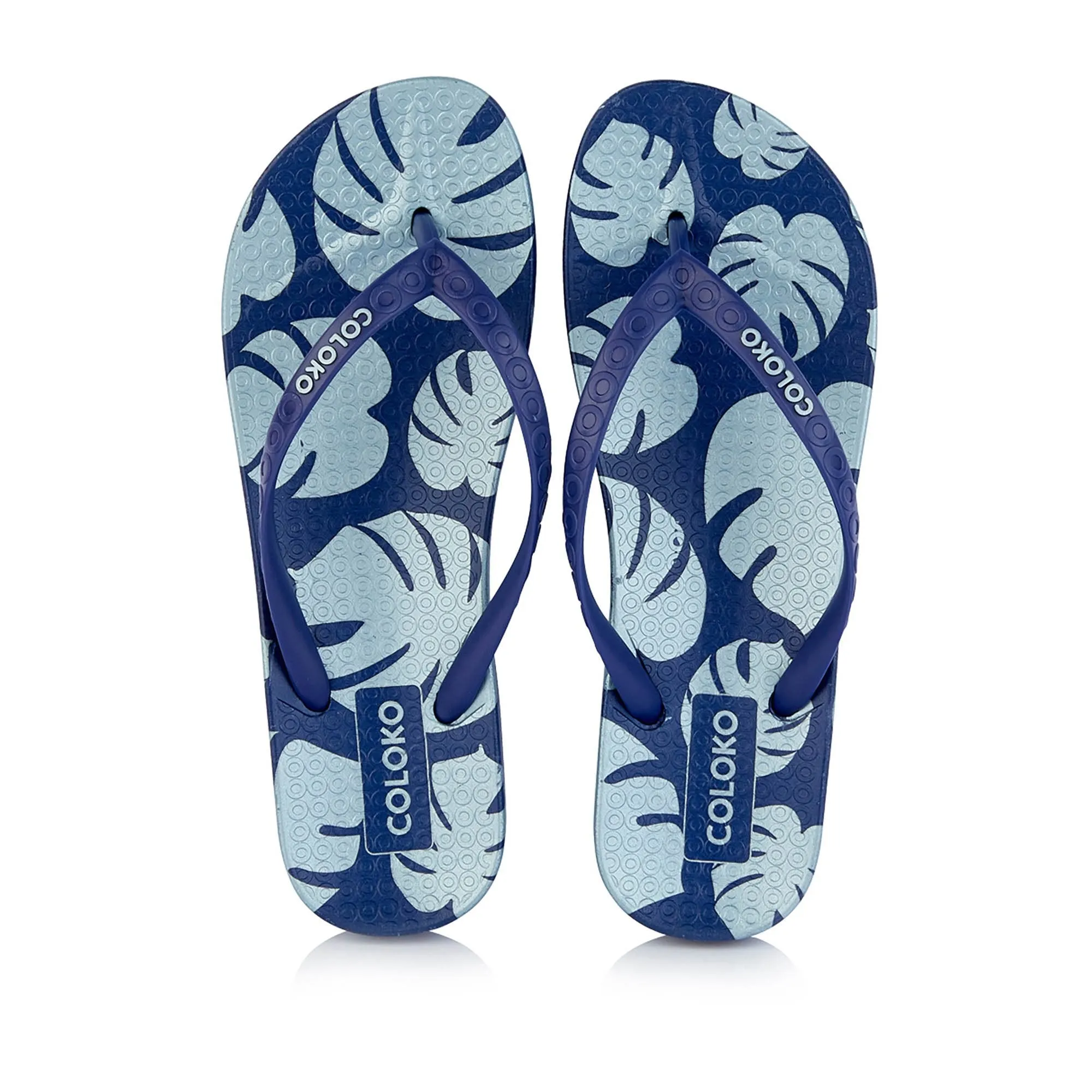Coloko Ixora Leaf Print Anatomic Flip Flops Sandals