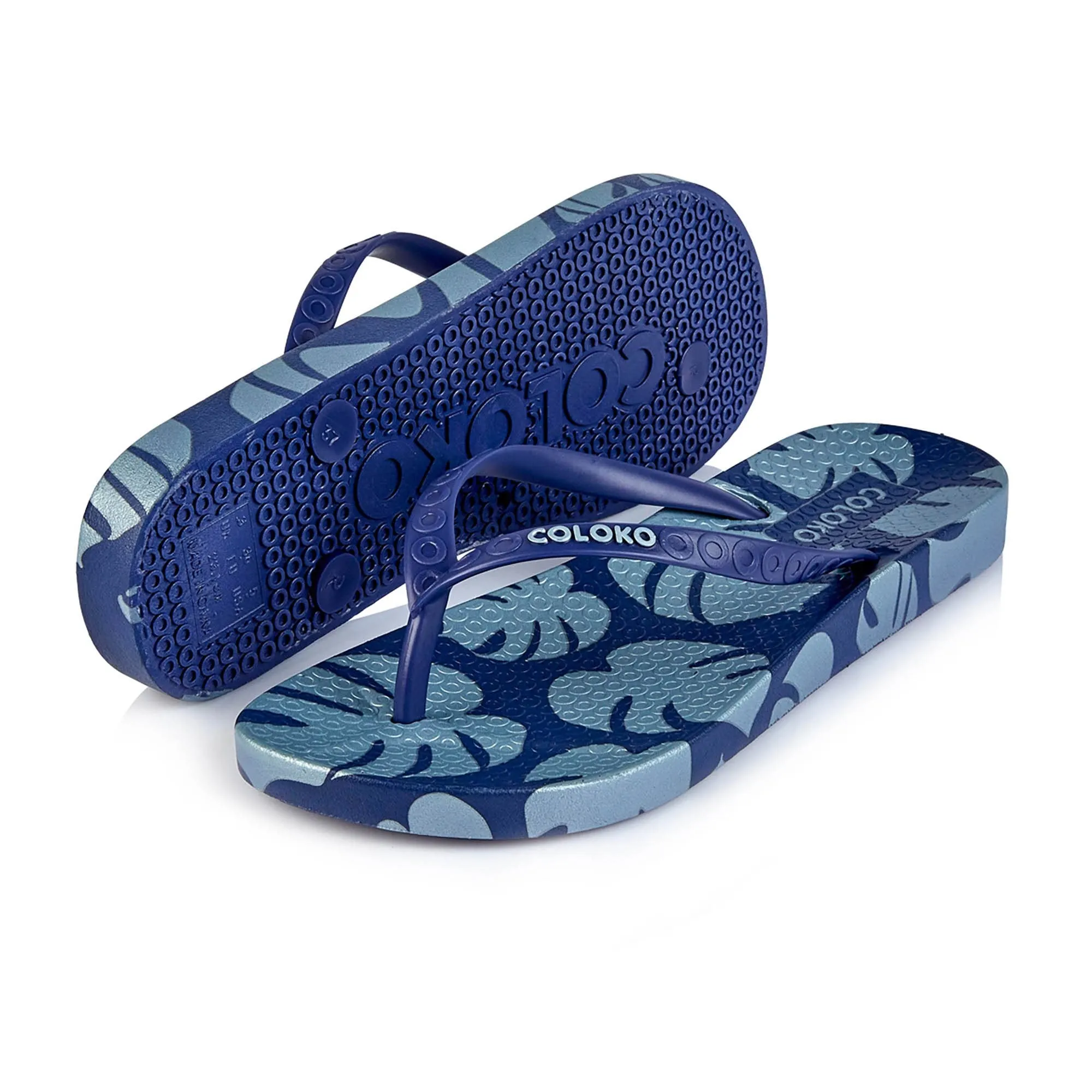 Coloko Ixora Leaf Print Anatomic Flip Flops Sandals
