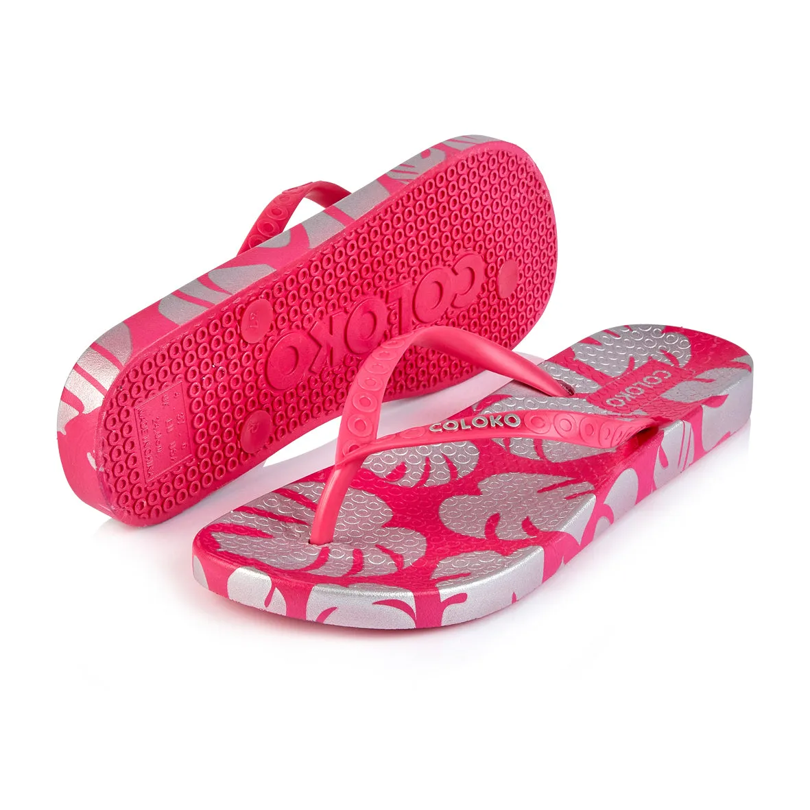 Coloko Ixora Leaf Print Anatomic Flip Flops Sandals