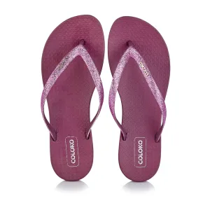 Coloko Orchid Curve Slim Glitter Sparkly Flip Flops Sandals