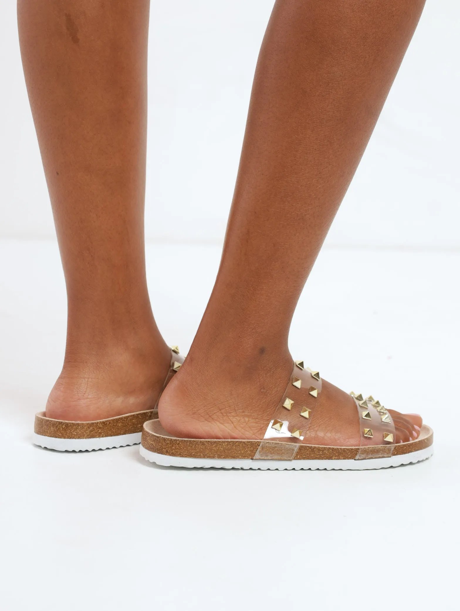 Cross Vinyl Double Strap Mule Sandal - Clear