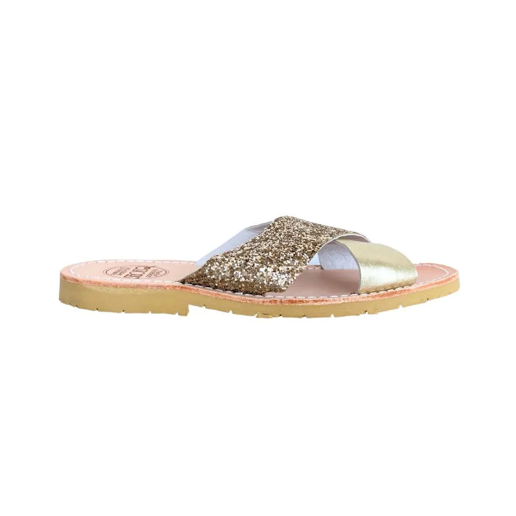 Crossover Slide in Champagne Glitter
