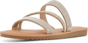 CUSHIONAIRE Women's Vienna Rhinestone slide sandal  Memory Foam