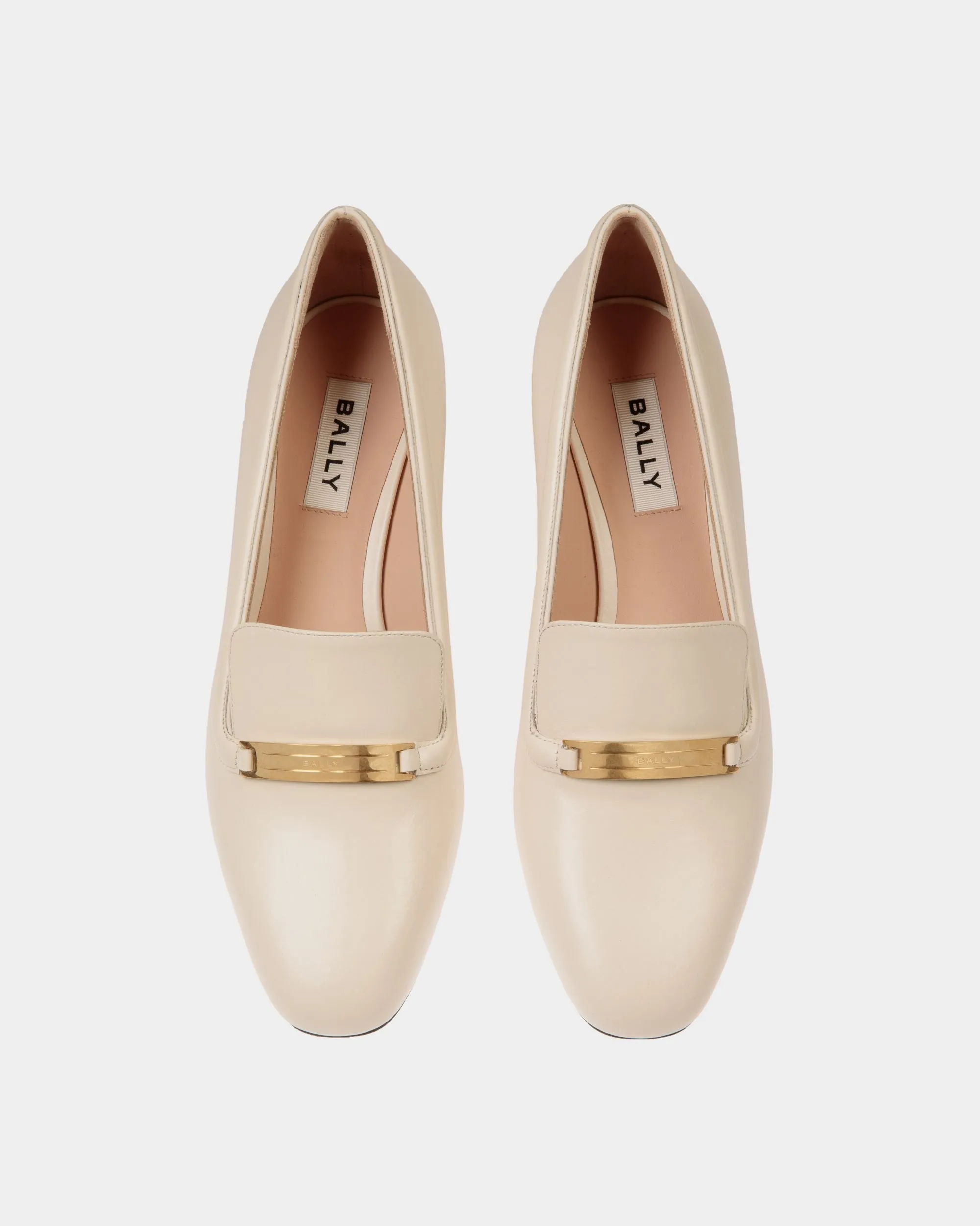 Deco Pump in White Leather