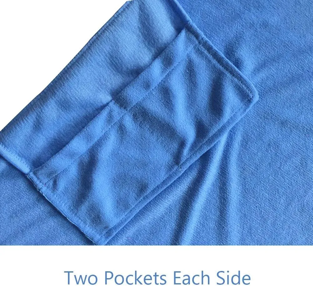 Double Layer Chaise Lounge Pool Chair Cover Beach Towel Fitted Elastic Pocket Won't Slide 85" L x 30" W-Royal Blue