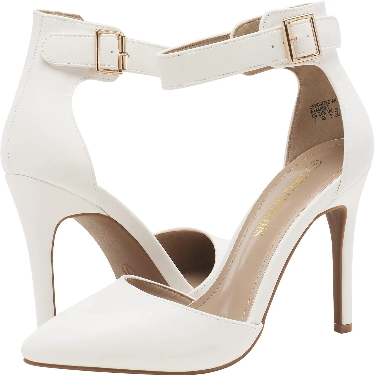 DREAM PAIRS Oppointed-Ankle Women's Pointed Toe Ankle Strap D'Orsay High Heel Stiletto Pumps Shoes