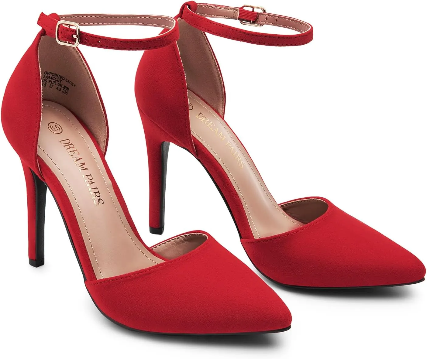 DREAM PAIRS Women's Oppointed-Lacey Pointed Toe Ankle Strap High Heel Stiletto Pumps Wedding Dress Shoes