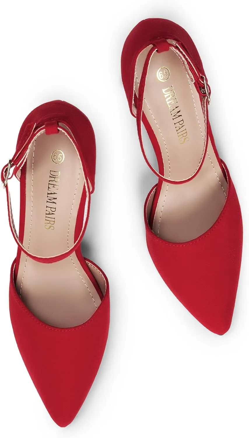 DREAM PAIRS Women's Oppointed-Lacey Pointed Toe Ankle Strap High Heel Stiletto Pumps Wedding Dress Shoes