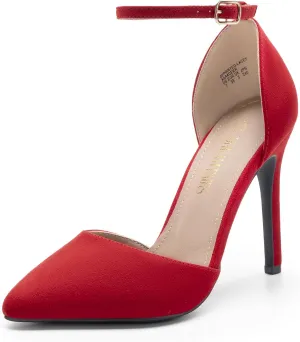 DREAM PAIRS Women's Oppointed-Lacey Pointed Toe Ankle Strap High Heel Stiletto Pumps Wedding Dress Shoes