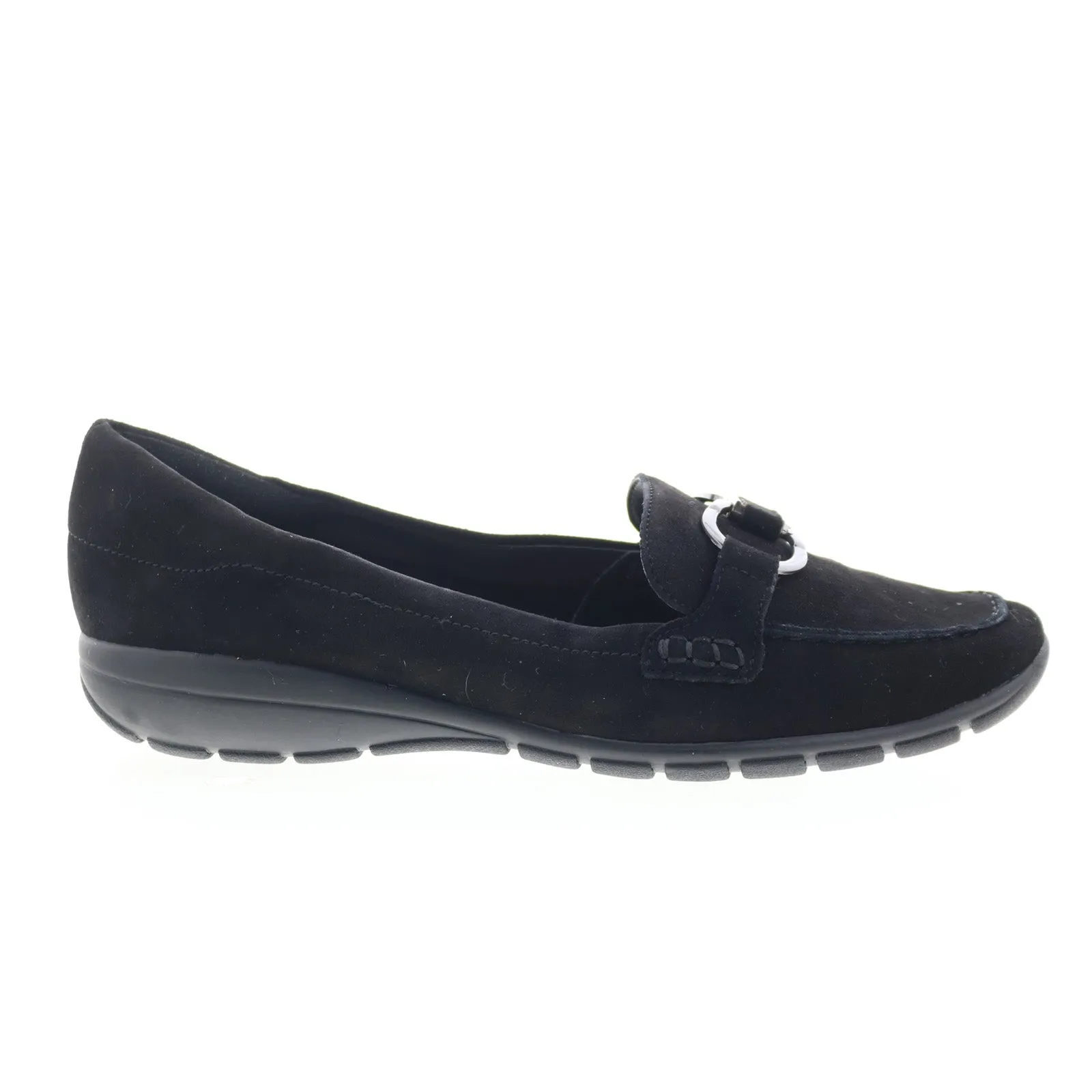 Easy Spirit Avienta SEAVIENTA Womens Black Suede Slip On Loafer Flats Shoes