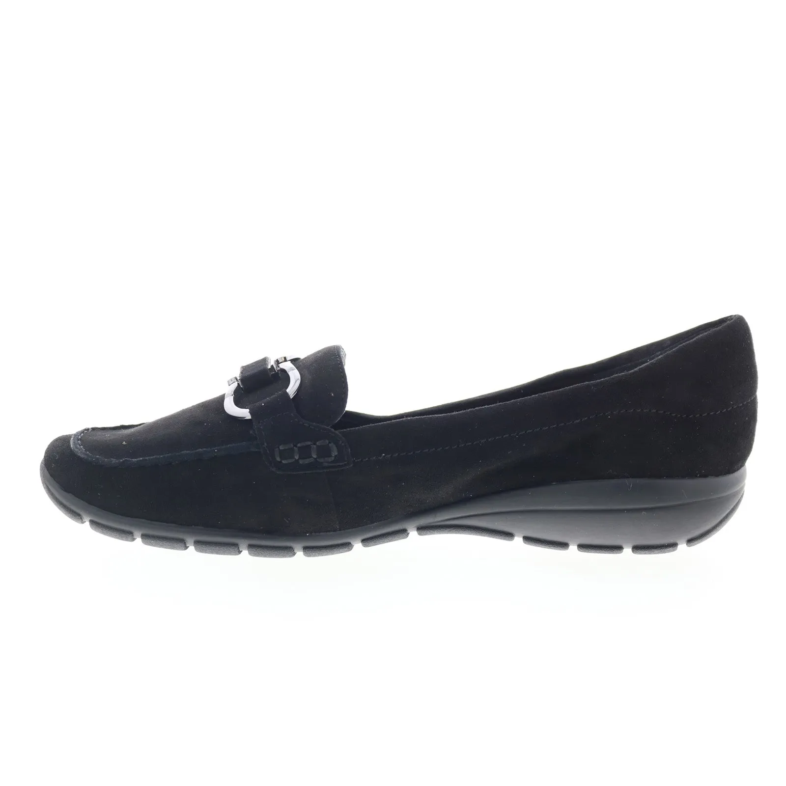 Easy Spirit Avienta SEAVIENTA Womens Black Suede Slip On Loafer Flats Shoes