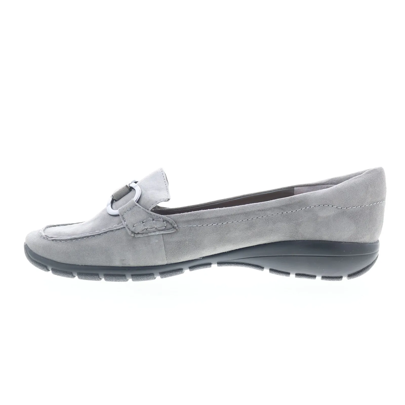 Easy Spirit Avienta SEAVIENTA Womens Gray Suede Slip On Loafer Flats Shoes
