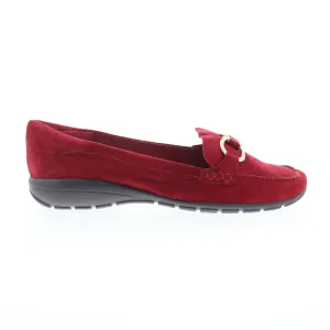Easy Spirit Avienta SEAVIENTA Womens Red Extra Wide Suede Loafer Flats Shoes