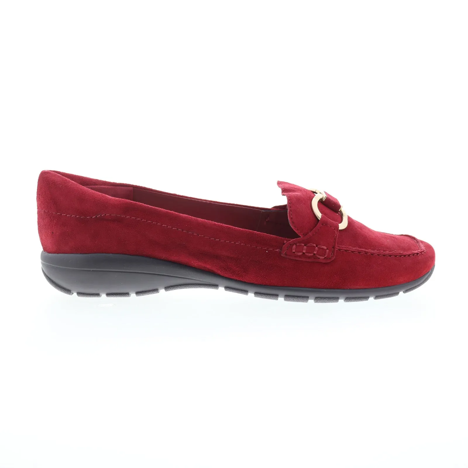Easy Spirit Avienta SEAVIENTA Womens Red Extra Wide Suede Loafer Flats Shoes