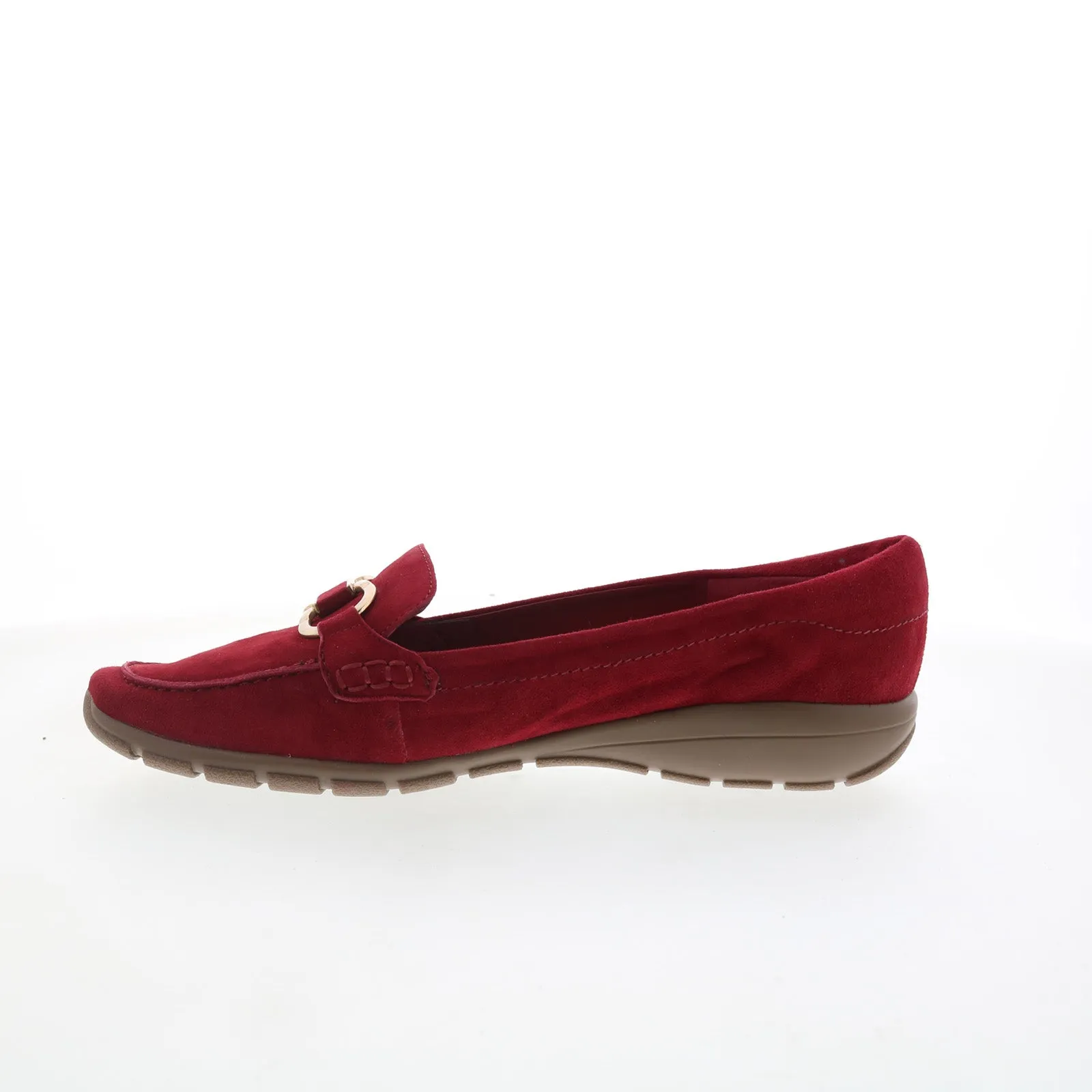 Easy Spirit Avienta SEAVIENTA Womens Red Suede Slip On Loafer Flats Shoes