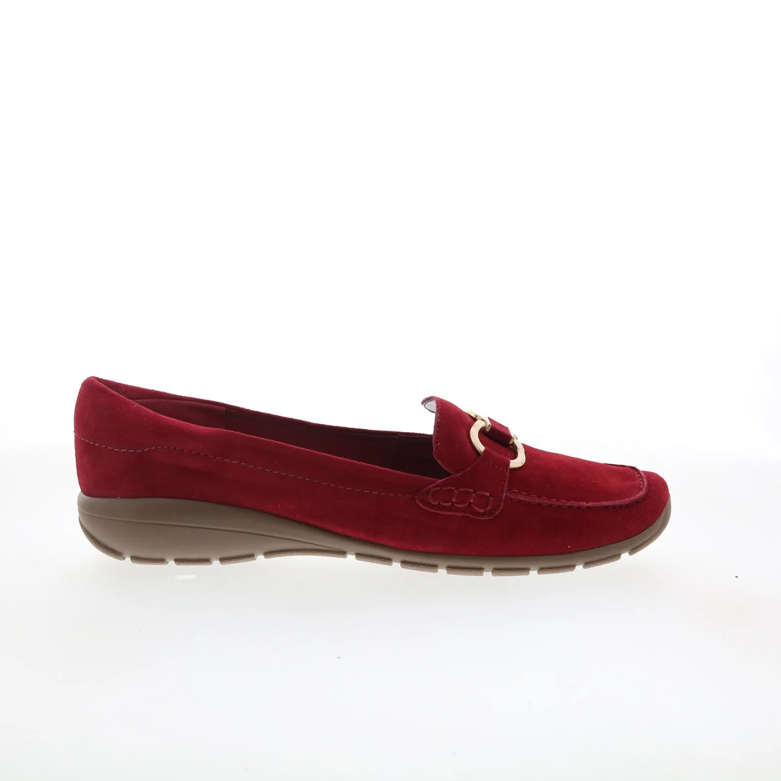 Easy Spirit Avienta SEAVIENTA Womens Red Suede Slip On Loafer Flats Shoes